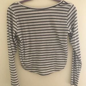 Garage striped cropped long sleeve tee